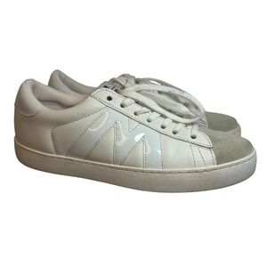 Steve‎ Madden McKayla White Leather Suede Logo Lace Up Womens Sneakers Size 7.5